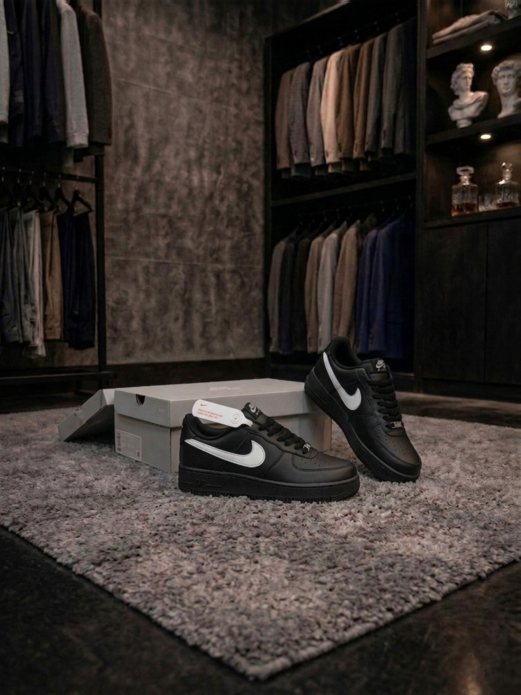 Кросівки Nike Air Force Black (білий свуш)🚀